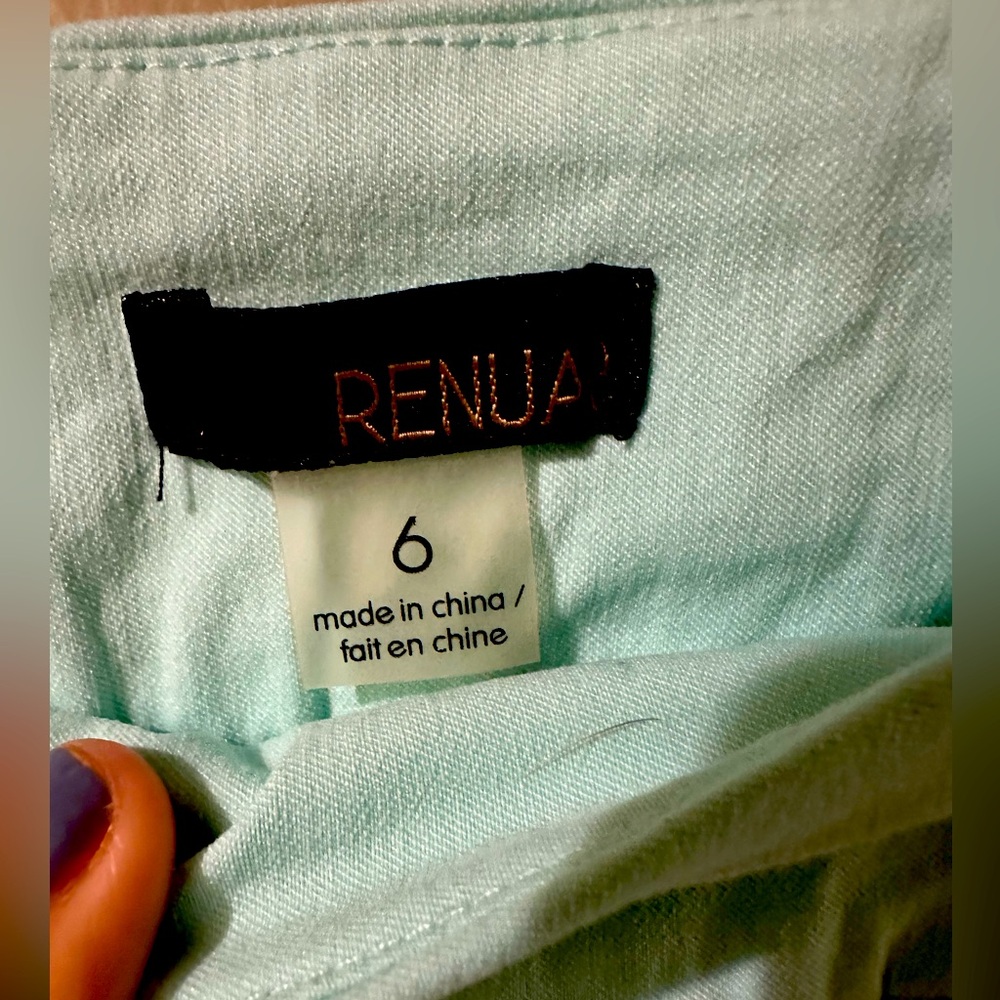 Renuar stretch sea green pants